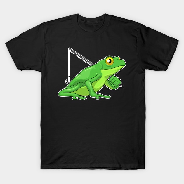 Frog Fisher Fishing rod T-Shirt by Markus Schnabel